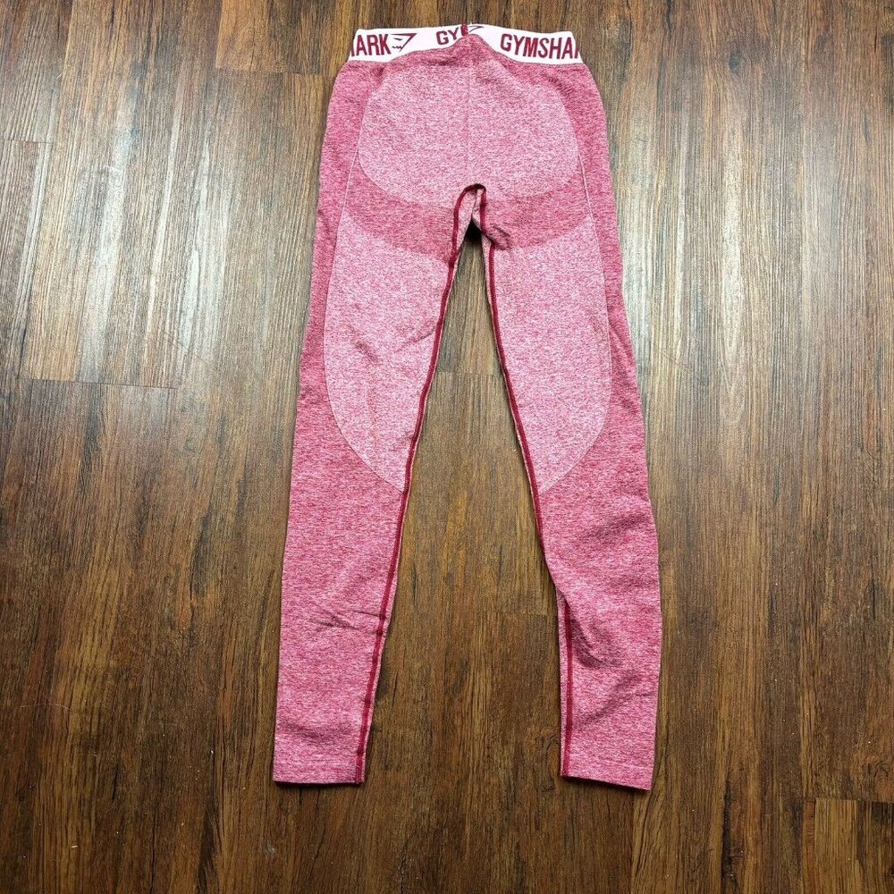 Gymshark Flex Low Rise Waist Spellout Leggings Marl Red Size Small - Picture 2 of 6